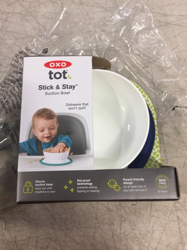 Photo 2 of OXO Tot Stick & Stay Suction Bowl - Navy Navy 3 Piece Set