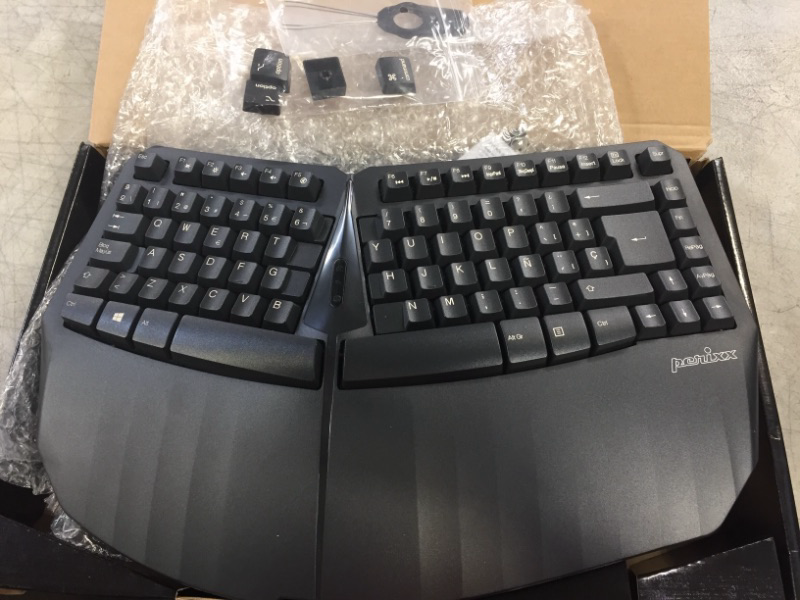 Photo 2 of Perixx PERIBOARD-613B Compact Wireless Ergonomic Split Keyboard with Dual 2.4G and Bluetooth Mode - Compatible with Windows 10 and Mac OS X System - Black - US English (11804)
