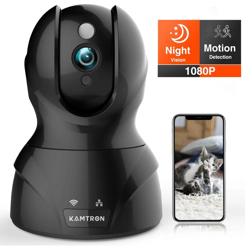 Photo 1 of Security Camera Wireless WiFi Baby Monitor with Two-way Audio - KAMTRON 1080P HD WiFi Security Surveillance IP Camera, Black
