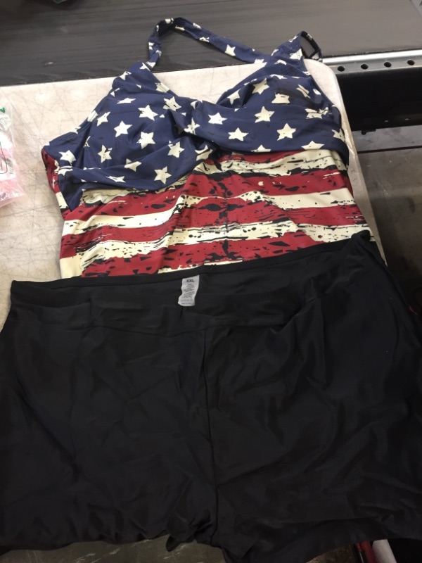 Photo 1 of 2 PIECE AMERICAN FLAG- BATHING SUIT- SIZE- 2XL 