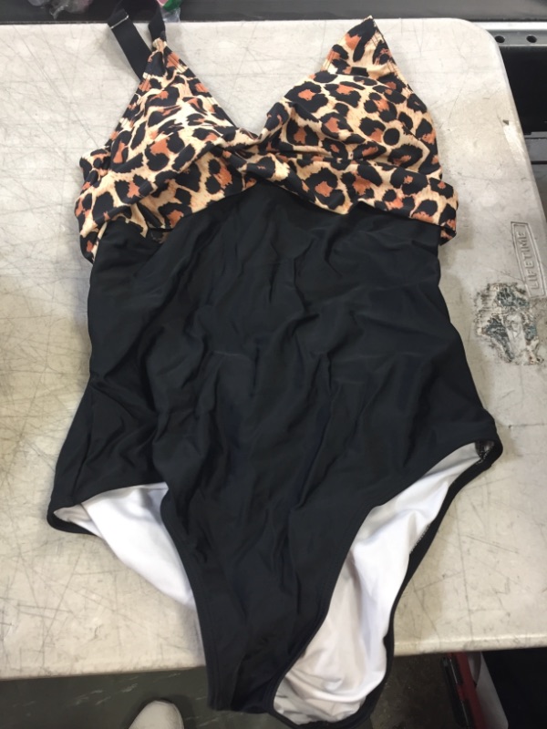 Photo 1 of CHEETAH PRINT/BLACK ONE PIECE BIKINI - SIZE LAGE 