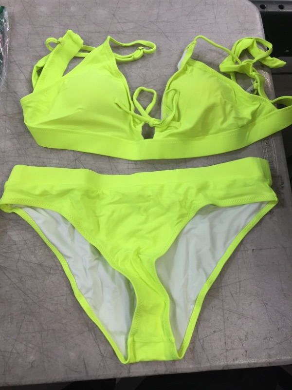 Photo 1 of 2 PIECE BIKINI - SIZE- LARGE NEON GREEN 