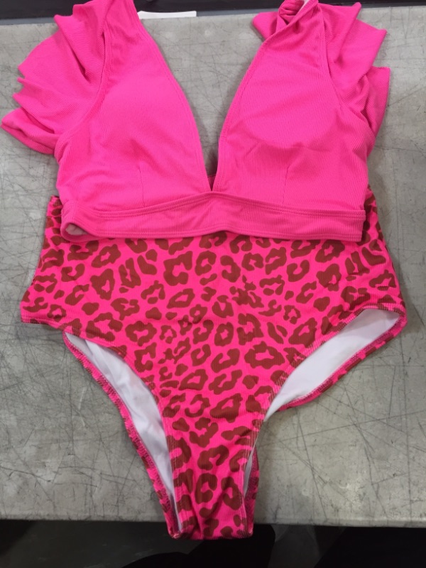 Photo 1 of 2 PIECE BATHING SUIT - PINK 
SIZE- XL 