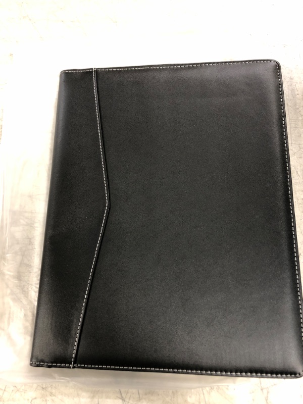 Photo 2 of STYLIO Padfolio Portfolio Organizer Binder | Interview Resume Folder, Legal Document, Business Card Holder |w/Letter-Sized Notepad | Handsome Piano Noir Faux Leather Folio Matte Finish, Accent Stitch
