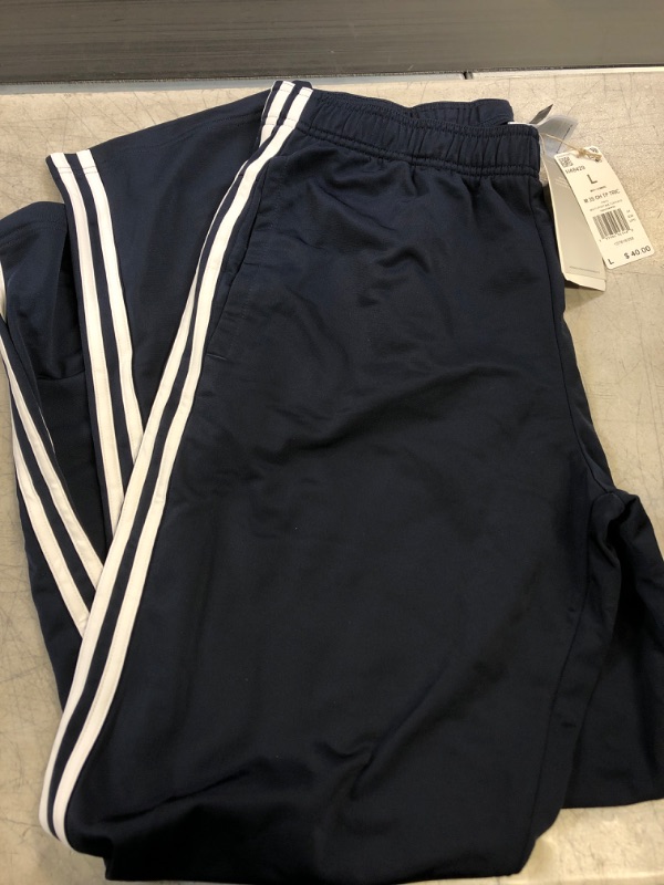 Photo 1 of adidas Men's Essentials Warm-Up Open Hem 3-Stripes Tracksuit Bottoms Large/31" Inseam Legend Ink/White
