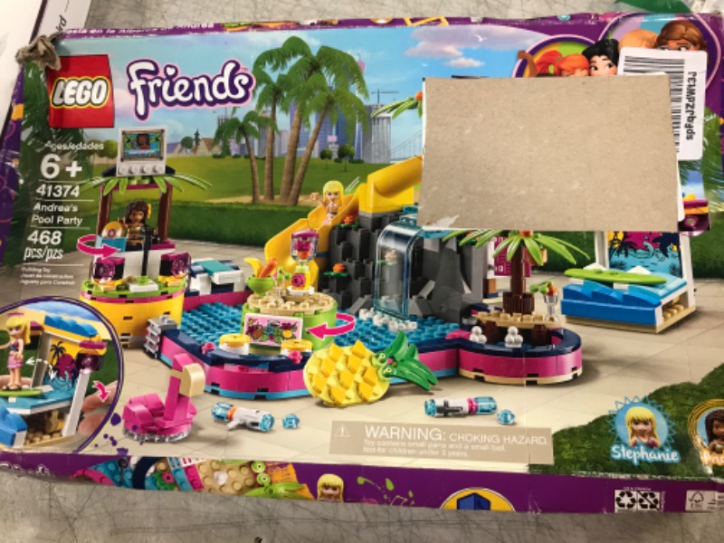 Photo 2 of LEGO Friends Andrea's Pool Party 41374 Toy Pool Building Set with Andrea and Stephanie Mini Dolls for Pretend Play, Includes Toy Juice Bar and Wave Machine (468 Pieces)