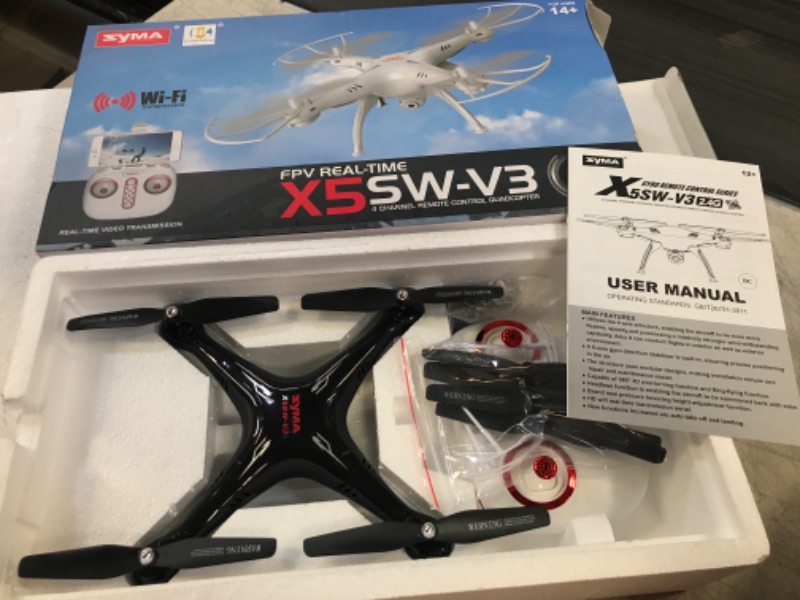 Photo 2 of Cheerwing Syma X5SW-V3 FPV Drone with 720P Camera for Adults and Kids, One Key Start, Altitude Hold, Custom Flight Black