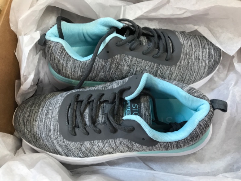 Photo 2 of STQ Walking Shoes Women Lace Up Athletic Running Tennis Fashion Sneakers Comfortable Arch Support for Everyday Wear 8.5 Grey/Teal