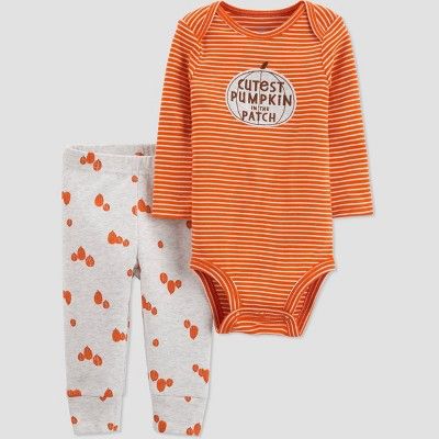 Photo 1 of Baby Cutest Pumpkin Top and Bottom Set - Just One You made by carters Orange/Gray 12 MONTH