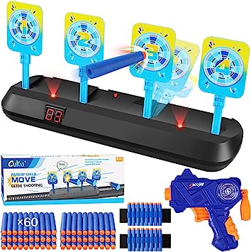 Photo 1 of CUKU Electronic Shooting Target for Nerf Guns Toys,Scoring Auto Reset 4 Digital Targets with Light and Sound Effect, Toys for Age of 4 5 6 7 8 9 10+Years Old Kid Boys Girls
