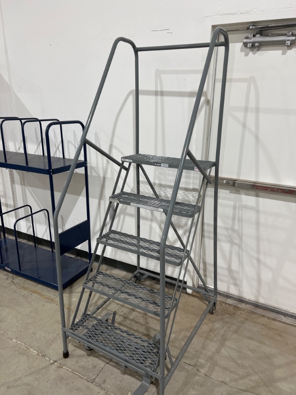 Photo 2 of 5 Step Rolling Safety Ladder - Assembled with 20" Top Step
