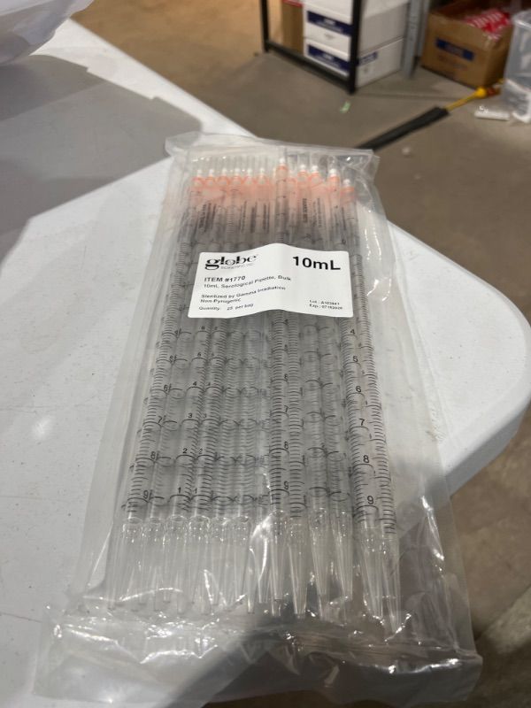 Photo 2 of GLOBE SCIENTIFIC 1770 SEROLOGICAL PIPETTE, 10 ML, STERILE, 25/PACK
