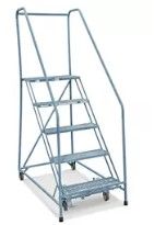 Photo 1 of 5 Step Safety Angle Rolling Ladder - Assembled with 12" Top Step
