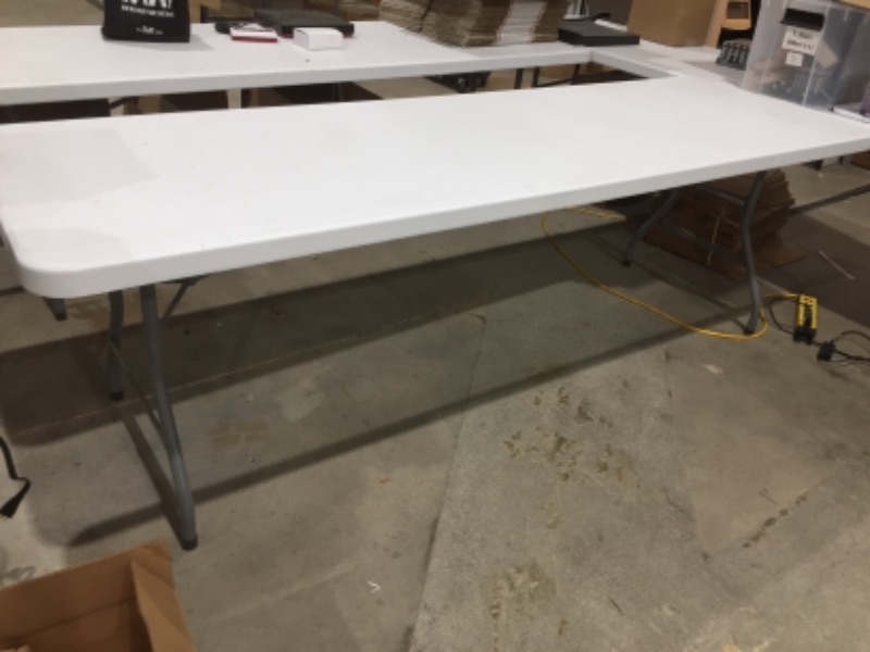 Photo 1 of 8-FOOT HEIGHT WHITE PLASTIC TABLE 