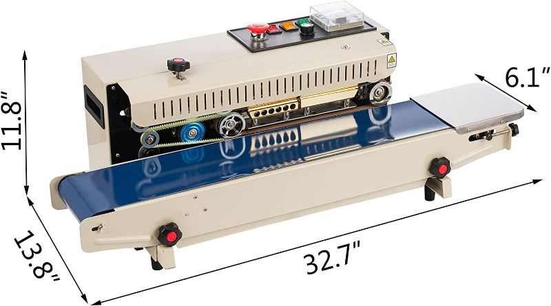 Photo 1 of  Continuous Band Bag Sealer FR900 Adjustable Speed/Seal Width and Temperature Auto Continuous Sealing Machine for 0.02-0.08 mm Plastic Bags with...
