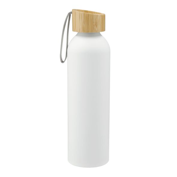 Photo 1 of  metal water bottles with bamboo lids
has a company logo present on bottles 