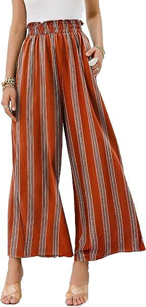 Photo 1 of Eteviolet Boho High Waisted Pants for Women, Leopard Wide Leg Flowy Pants XL
