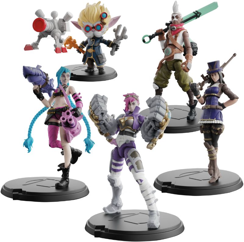 Photo 1 of Dual Cities Pack w/ Exclusive Jinx, Heimerdinger, Vi, Caitlyn, Ekko, 4-Inch Figures, Ages 12 and Up