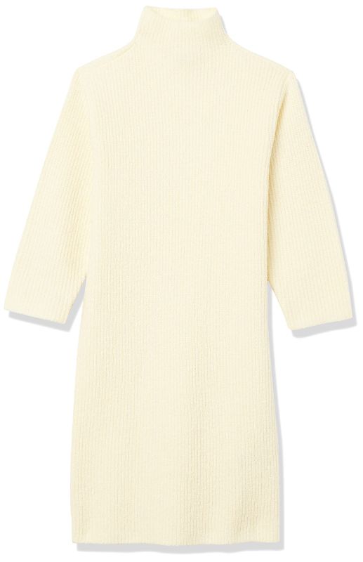 Photo 1 of Amazon Essentials Girls' Soft Touch Long-Sleeve Mock Neck Sweater Dress X-Small Ivory