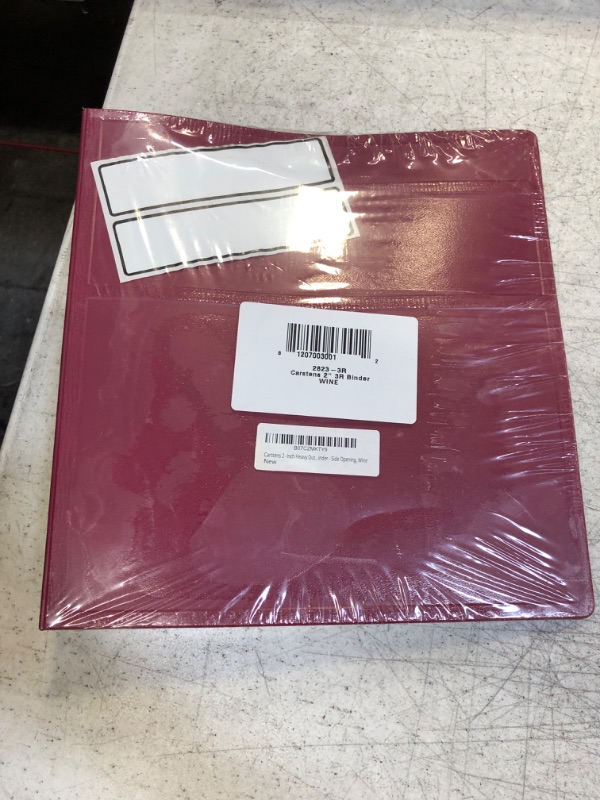 Photo 2 of Carstens 2- Inch Heavy Duty 3-Ring Binder - Side Opening, Wine Burgundy