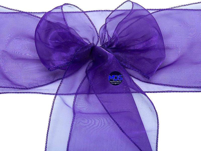 Photo 1 of 10 Organza Chair Sashes/Bows sash for Wedding or Events Banquet Decor Chair Bow sash -Purple