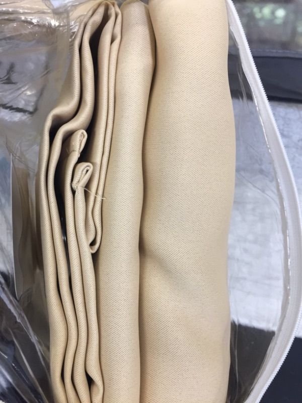 Photo 3 of 100% Blackout Window Curtains: Room Darkening Thermal Window Treatment with Light Blocking Black Liner for Bedroom, Nursery and Day Sleep - 2 Pack of Drapes, Sandstone (54” Drop x 42” Wide Each) Sandstone W42 x L54