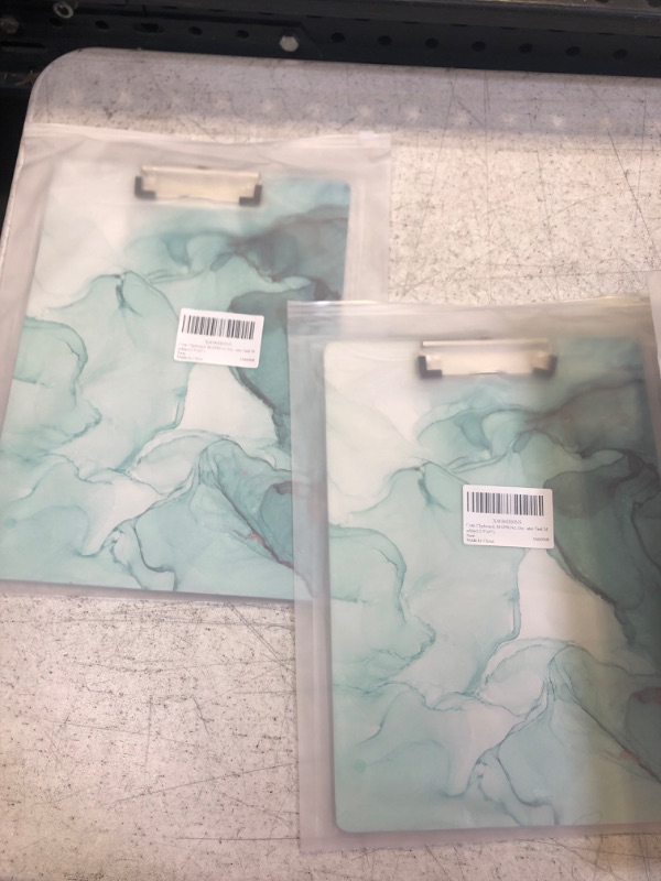 Photo 2 of 2 Pack Clipboards, MAPRIAL Decorative Wooden Clipboards Cute Design with Low Profile Clip A4 Letter Standard Size for Kids, Students, Nurses, Classroom, Office, Women, Water Teal Marble(12.5"x9")
