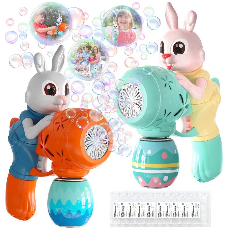 Photo 1 of IFLOVE Bubble Guns Rabbit Bubble Machine for Toddlers,2pcs Automatic Bubble Blower with 10 Bubble Solutions for Kids, Summer Party Outdoor Toys,Birthday Gift for Age 3 4 5 6 7 8 Years Old Boys Girls