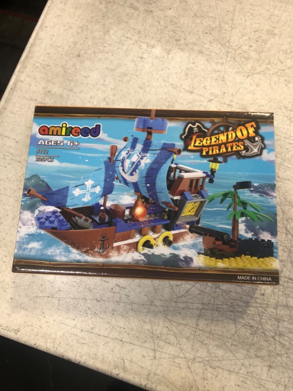 Photo 2 of amireed Pirate Ship Toy, Pirate Ship Toys for Boys with 3 Minifigures, Treasure Island Toys, 235pcs Pirate Ship Toys for Kids Ages 6+ Indoor Birthday Party