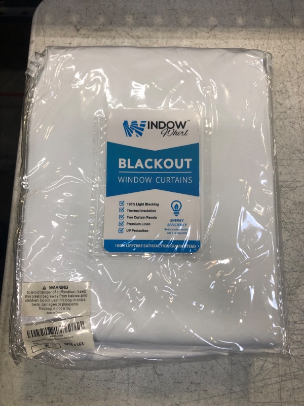 Photo 2 of 100% Blackout Window Curtains: Room Darkening Thermal Window Treatment with Light Blocking Black Liner for Bedroom, Nursery and Day Sleep - 2 Pack of Drapes, Brilliant White (63” Drop x 52” Wide Each)
