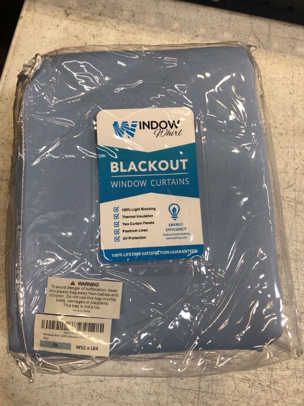 Photo 2 of 100% Blackout Window Curtains: Room Darkening Thermal Window Treatment with Light Blocking Black Liner for Bedroom, Nursery and Day Sleep - 2 Pack of Drapes, Chambray Blue (84” Drop x 52” Wide Each)

