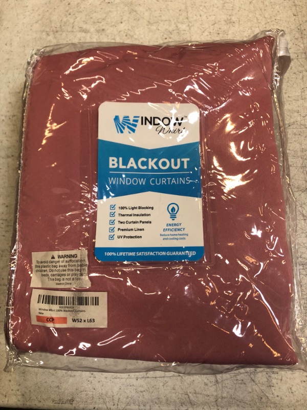 Photo 1 of 100% Blackout Window Curtains: Room Darkening Thermal Window Treatment with Light Blocking Black Liner - Bedroom, Nursery or Day Sleep - 2 Pack of Drapes, Dusty Rose (63” Drop x 52” Wide Each)
