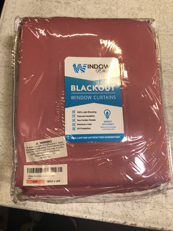 Photo 2 of 100% Blackout Window Curtains: Room Darkening Thermal Window Treatment with Light Blocking Black Liner - Bedroom, Nursery or Day Sleep - 2 Pack of Drapes, Dusty Rose (63” Drop x 52” Wide Each) Dusty Rose W52 x L63