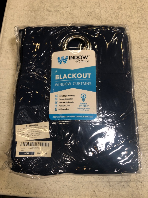 Photo 2 of 100% Blackout Window Curtains: Room Darkening Thermal Window Treatment with Light Blocking Black Liner for Bedroom, Nursery and Day Sleep - 2 Pack of Drapes, Night Sky Navy (45” Drop x 42” Wide Each)

