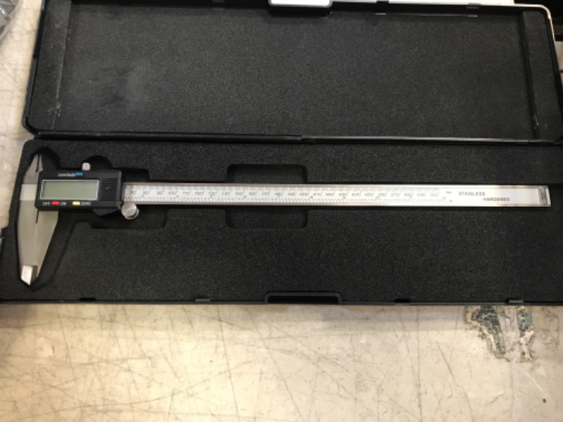 Photo 1 of 12-Inch Stainless Steel Electronic LCD Digital Vernier Caliper Gauge Micrometer with Carrying Case, Silver - by Electronix Express 12-Inch Digital Caliper