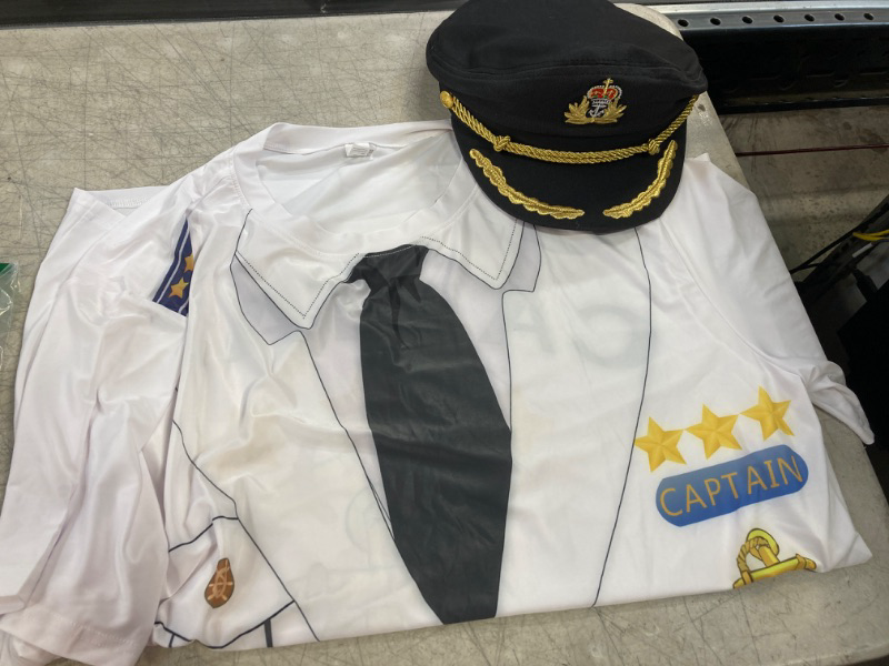 Photo 1 of captain costume shirt and hat
size- xl 