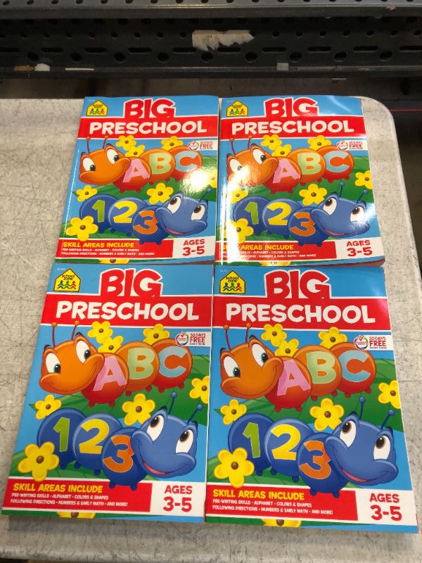 Photo 2 of 4PCS School Zone - Big Preschool Workbook - 320 Spiral Pages, Ages 3 to 5, Colors, Shapes, Numbers, Early Math, Alphabet, Pre-Writing, Phonics, Following Directions, and More (Big Spiral Bound Workbooks)