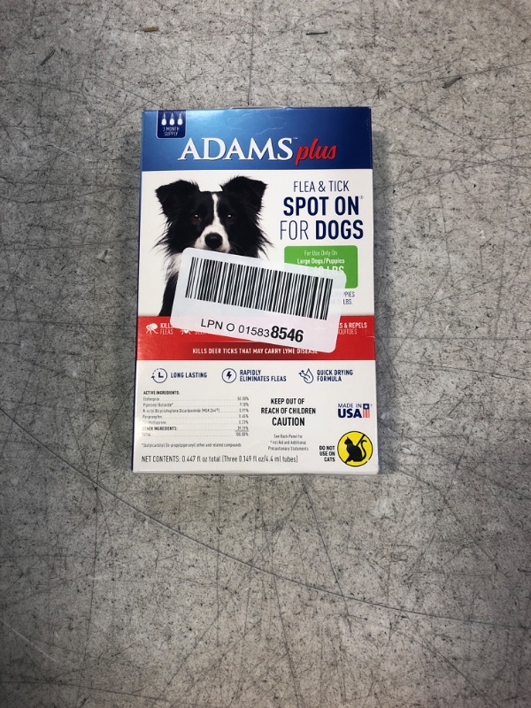 Photo 2 of Adams Plus Flea and Tick Spot On for Dogs, Large Dog Flea Treatment, 31-60 Pounds, 3 Month Supply Large Dog 31-50 Pounds