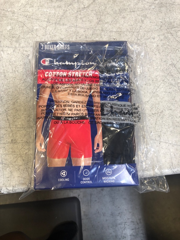 Photo 1 of Champion Men Men's Cotton Stretch Boxer Briefs, 3 and 5 Packs Available Small Blue/Blk/Red - 3 Pack 3