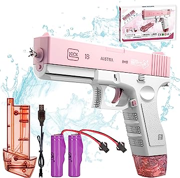 Photo 1 of Electric Water Guns for Adults & Kids, Automatic Squirt Gun up to 32FT, Powerful Water Gun with 2 Water Clip, Water Squirter for Kids & Adults Summer Pool Beach Party Water Blasters (Pink)