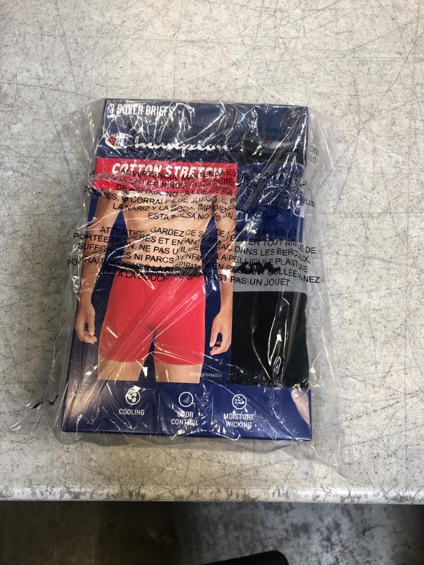 Photo 2 of Champion Men Men's Cotton Stretch Boxer Briefs, 3 and 5 Packs Available Small Blue/Blk/Red - 3 Pack 3