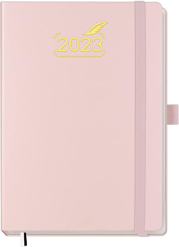 Photo 1 of 2023 Planner by BEZEND, A5 Calendar 5.8" x 8.5", Daily Weekly and Monthly Agenda with Pen Holder,FSC Certified 80GSM Paper, Hard Cover - Pink
