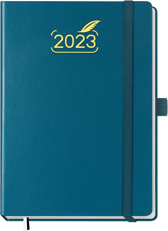 Photo 1 of 2023 Planner by BEZEND, A5 Calendar 5.8" x 8.5", Daily Weekly and Monthly Agenda with Pen Holder,FSC Certified 80GSM Paper, Hard Cover - Pacific Green