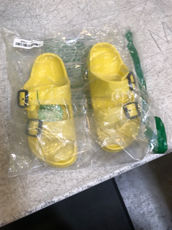 Photo 2 of FUNKYMONKEY Women's Comfort Slides Double Buckle Adjustable EVA Flat Sandals 6 New Yellow B