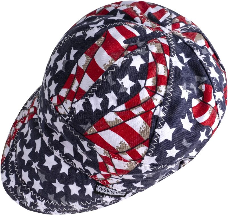 Photo 1 of YESWELDER Stars and Stripes Reversible Welding Cap,Durable,Protective Welders Cap with Elastic AP-6624-XTQ Multicolor
