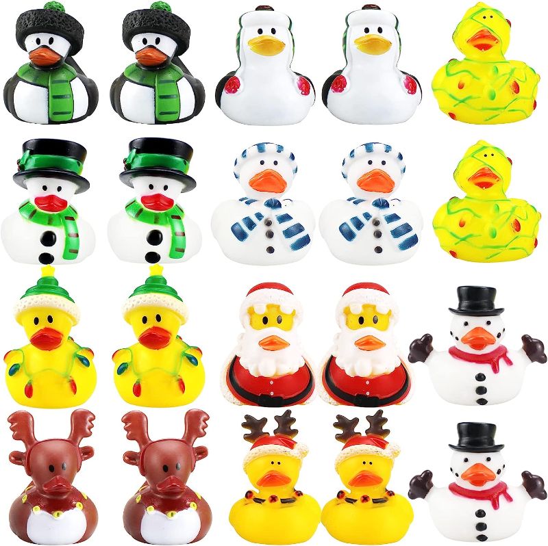 Photo 1 of 20 PCS Christmas Rubber Ducks Assortment, 2 Inch Rubber Ducks for Kids,Bath Toys X-mas Decoration Holiday Party Favors for Boys Girls (Christmas Ducks)
