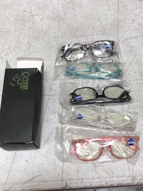 Photo 2 of CCVOO 5 Pack Reading Glasses Blue Light Blocking, Filter UV Ray/Glare Computer Readers Fashion Nerd Eyeglasses Women/Men (B4 Mix, 2.5? B4 Mix 2.5 x