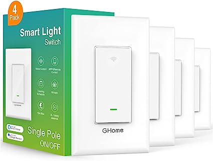 Photo 1 of Smart Switch,Smart Wi-Fi Light Switch for Lights Works with Alexa and Google Home 2.4Ghz, Single-Pole,Neutral Wire Required,UL Certified,Voice Control (4 Pack)