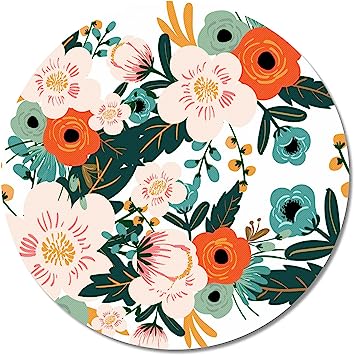 Photo 1 of 2 PACK Round Mouse Pad, Watercolor Flowers Premium-Textured Mouse Mat, Small Non-Slip Rubber Base Round Mousepad with Designs for Working and Gaming