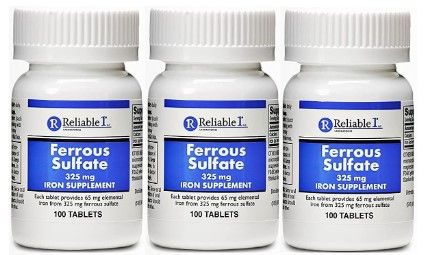 Photo 1 of 3 Pack Ferrous Sulfate Iron 325 mg Generic for Feosol 100 Tablets EXP 6/2025